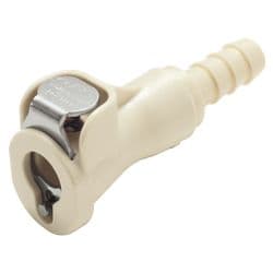 Female Thumb Latch - PMC/MC Series to  6,4mm (1/4") Tube Connection, Straight, PP (Polypropylene), Open-Flow