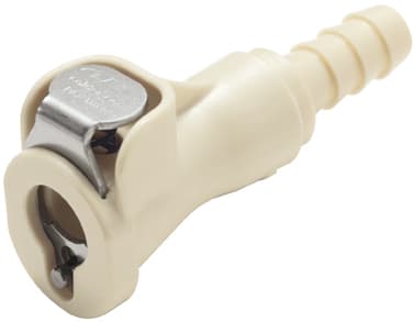 PMC Weibliche Schnellverschlusskupplung, offen, Barb für 1/4"(6,4mm) ID Schlauch, PP beige, bns (Bulk, unsteril)