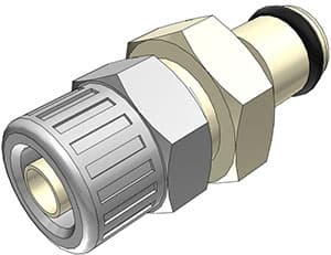 PMC Männliche Schnellverschlusskupplung, offen, PTF für 1/4"(6,4mm) AD Schlauch, PP beige, bns (Bulk, unsteril)