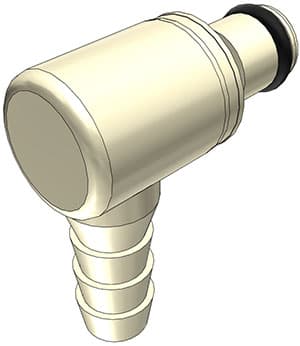 PMC Männlicher Ellbogenkonnektor, offen, Barb für 1/4"(6,4mm) ID Schlauch, PP beige, bns (Bulk, unsteril)