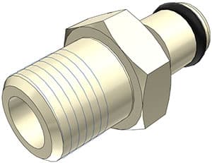 Straight, Thumb Latch - PMC/MC Series Male to NPT 1/8", PP (Polypropylene) Beige, 1/8" Flow
