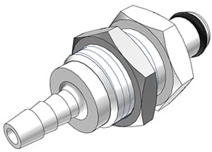 Panel Mount, Thumb Latch - PMC/MC Series Male to Tube Fitment 3,2mm (1/8") ID, Acetal White, 1/8" Flow