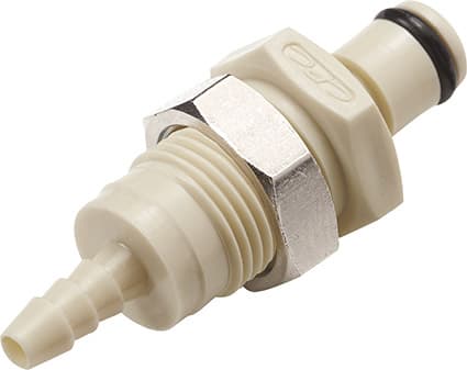 Panel Mount, Thumb Latch - PMC/MC Series Male to Tube Fitment 3,2mm (1/8") ID, PP (Polypropylene) Beige, 1/8" Flow