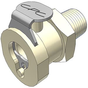Straight, Thumb Latch - PMC/MC Series Female to BSPT 1/8", PP (Polypropylene) Beige, 1/8" Flow, Metal Latch
