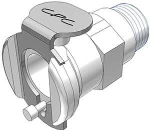 Straight, Thumb Latch - PMC/MC Series Female to BSPT 1/8", Acetal White, 1/8" Flow, Metal Latch