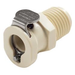 Female Thumb Latch - PMC/MC Series to  1/4" Male NPT Thread, Straight, PP (Polypropylene), Shut-Off