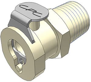 PMC Weibliche Schnellverschlusskupplung, mit Ventil, 1/4" BSPT Gewinde, PP beige, bns (Bulk, unsteril)