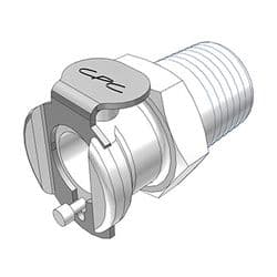 Female Thumb Latch - PMC/MC Series to  1/4" Male BSPP Thread, Straight, Acetal, Shut-Off