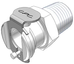 PMC Weibliche Schnellverschlusskupplung, mit Ventil, 1/4" BSPT Gewinde, Acetal weiß, bns (Bulk, unsteril)