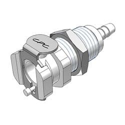 Female Thumb Latch - PMC/MC Series to  3,2mm (1/8") Tube Connection, Panel Mount, Acetal, Shut-Off