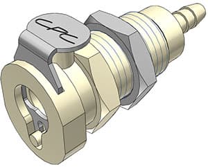 PMC Weibliche Gehäusedurchführung, mit Ventil, Barb für 1/8"(3,2mm) ID Schlauch, PP beige, bns (Bulk, unsteril)