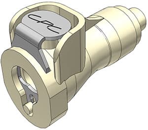 PMC Weibliche Schnellverschlusskupplung, mit Ventil, Barb für 1/16"(1,6mm) ID Schlauch, PP beige, bns (Bulk, unsteril)