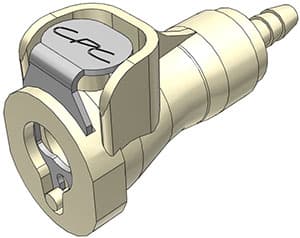 PMC Weibliche Schnellverschlusskupplung, mit Ventil, Barb für 1/8"(3,2mm) ID Schlauch, PP beige, bns (Bulk, unsteril)