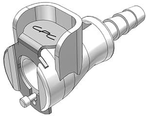 PMC Weibliche Schnellverschlusskupplung, mit Ventil, Barb für 3/16"(4,8mm) ID Schlauch, Acetal weiß, bns (Bulk, unsteril)