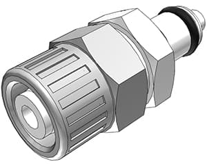 Straight, Thumb Latch - PMC/MC Series Male to PTF (Push to Fit) 9,5mm (3/8") OD, Acetal White, 1/8" Flow