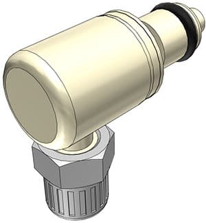 PMC Männlicher Ellbogenkonnektor, mit Ventil, PTF für 5/32"(4,0mm) AD Schlauch, PP beige, bns (Bulk, unsteril)