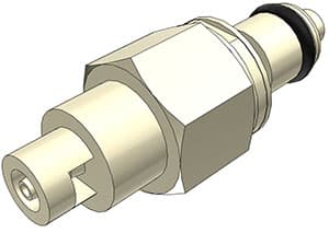 PMC Männliche Schnellverschlusskupplung, mit Ventil, Barb für 1/16"(1,6mm) ID Schlauch, PP beige, bns (Bulk, unsteril)