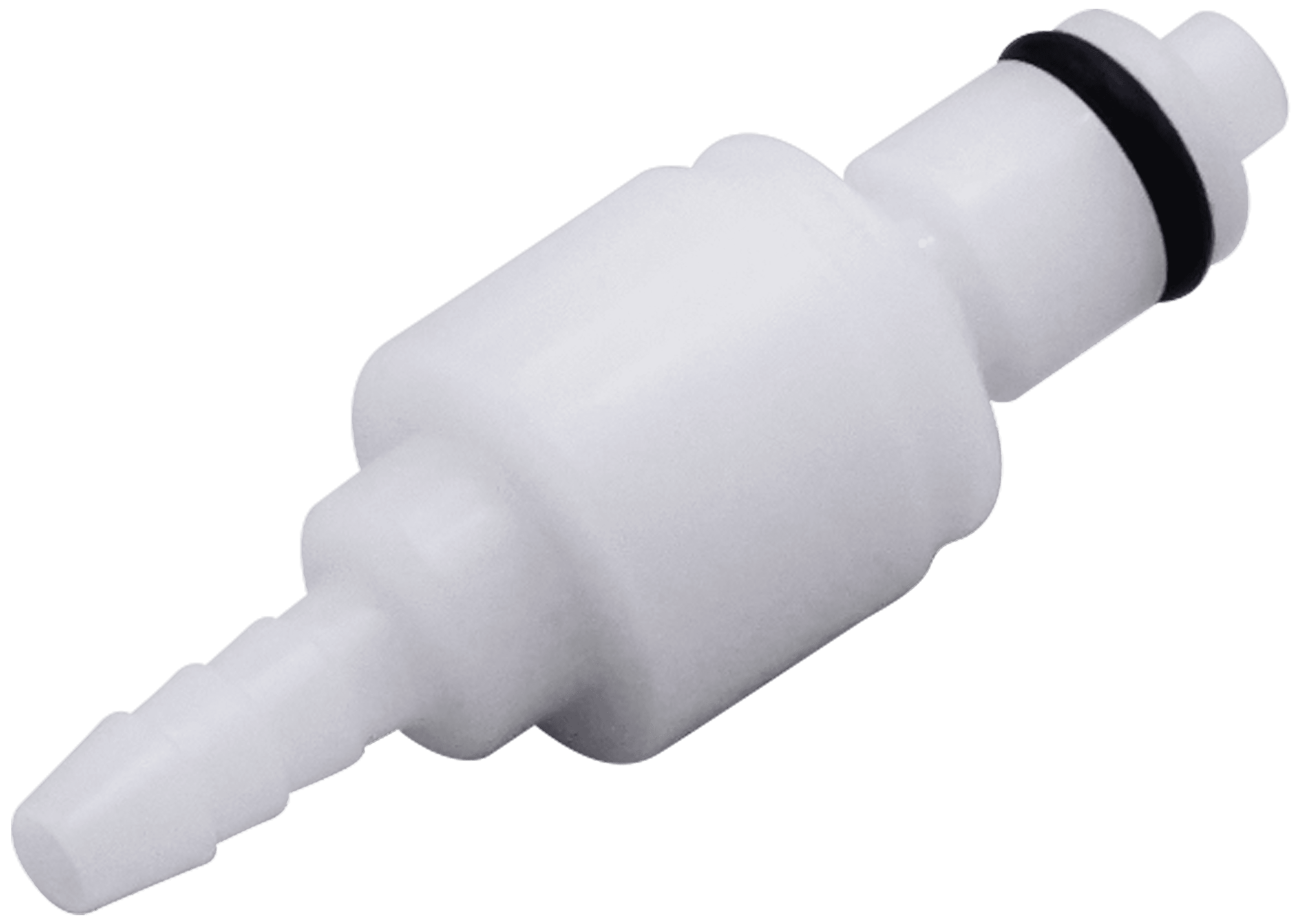 Straight, Thumb Latch - PMC/MC Series Male to Tube Fitment 3,2mm (1/8") ID, Acetal White, 1/8" Flow