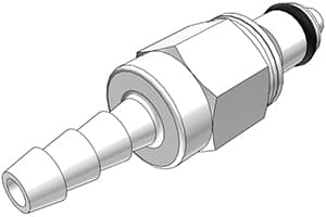 PMC Männliche Schnellverschlusskupplung, mit Ventil, Barb für 3/16"(4,8mm) ID Schlauch, Acetal weiß, bns (Bulk, unsteril)