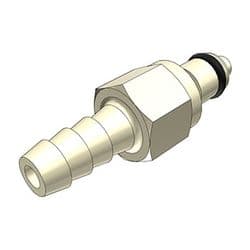 Male Thumb Latch - PMC/MC Series to  6,4mm (1/4") Tube Connection, Straight, PP (Polypropylene), Shut-Off