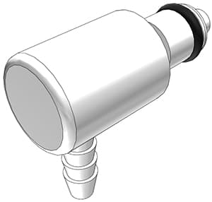 Elbow, Thumb Latch - PMC/MC Series Male to Tube Fitment 3,2mm (1/8") ID, Acetal White, 1/8" Flow