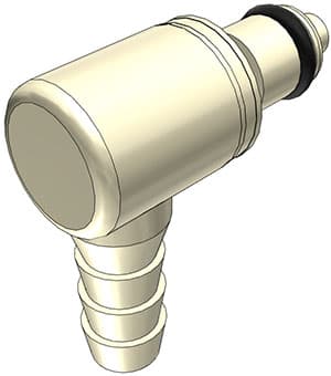 PMC Männlicher Ellbogenkonnektor, mit Ventil, Barb für 1/4"(6,4mm) ID Schlauch, PP beige, bns (Bulk, unsteril)