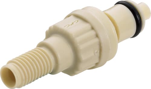 PMC Männliche Schnellverschlusskupplung, mit Ventil, 1/4" NPT Gewinde, PP beige, bns (Bulk, unsteril)
