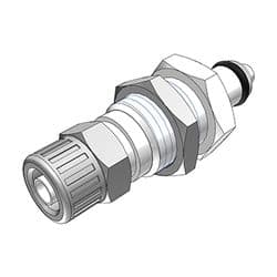 Male Thumb Latch - PMC/MC Series to  6,4mm (1/4") Tube Connection PTF (Push to Fit), Panel Mount, Acetal, Shut-Off