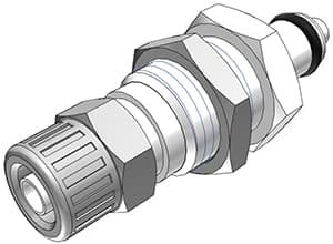 PMC Männliche Gehäusedurchführung, mit Ventil, PTF für 1/4"(6,4mm) AD Schlauch, Acetal weiß, bns (Bulk, unsteril)