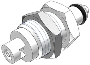 Panel Mount, Thumb Latch - PMC/MC Series Male to Tube Fitment 1,6mm (1/16") ID, Acetal White, 1/8" Flow