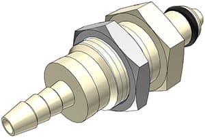 Panel Mount, Thumb Latch - PMC/MC Series Male to Tube Fitment 3,2mm (1/8") ID, PP (Polypropylene) Beige, 1/8" Flow
