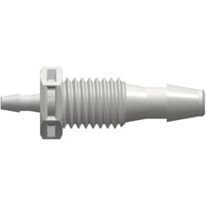 Panel Mount Reducer, 200 Series Barb 3,2mm (1/8") ID to 200 Series Barb 1,6mm (1/16") ID, PA (Polyamide) White