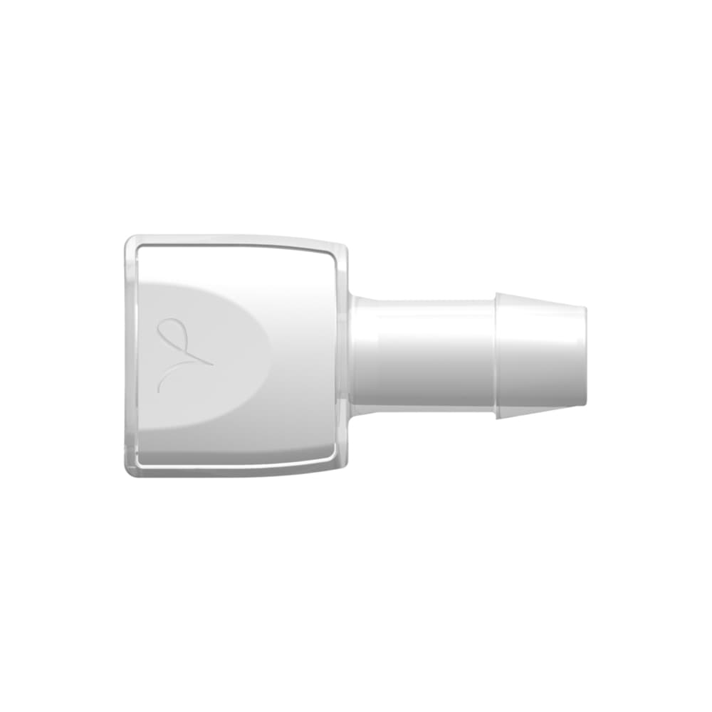 Gerade, Daumenriegel - RQX Weiblich zu 600 Series Schlauchtülle 12,7mm (1/2") ID, PP (Polypropylene) - Tierfrei Natur, Weißer Druckknopf