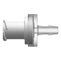 Luer Female - Thread to 200 Series Barb 2,4mm (3/32"), SAN/MABS White / Clear, ≤ 0.087psi Flow Rate ≥ 150ml/min