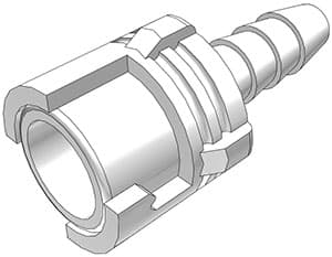SMC Weibliche Schnellverschlusskupplung, mit Ventil, Barb für 1/8"(3,2mm) ID Schlauch, Acetal weiß, bns (Bulk, unsteril)