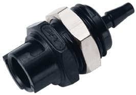 SMC Weibliche Gehäusedurchführung, mit Ventil, Barb für .118"(3,0mm) ID Schlauch, Acetal schwarz, bns (Bulk, unsteril)