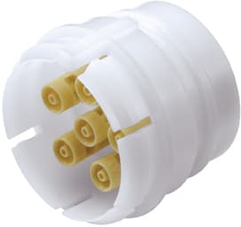 Straight, Thumb Latch - 6-Tube System Male to Tube Fitment 1,6mm (1/16") ID, Acetal White, With Beige PP Female Fitting Bodies