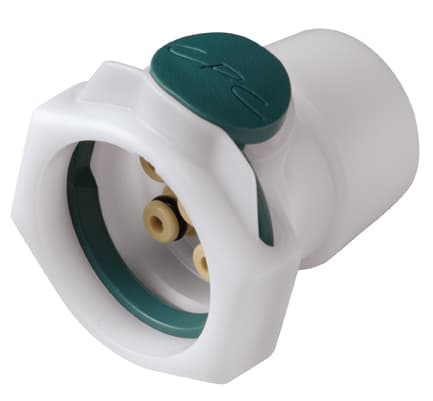 Straight, Thumb Latch - 6-Tube System Female to Tube Fitment 3,2mm (1/8") ID, Acetal White, With beige PP Male Fitting Bodies