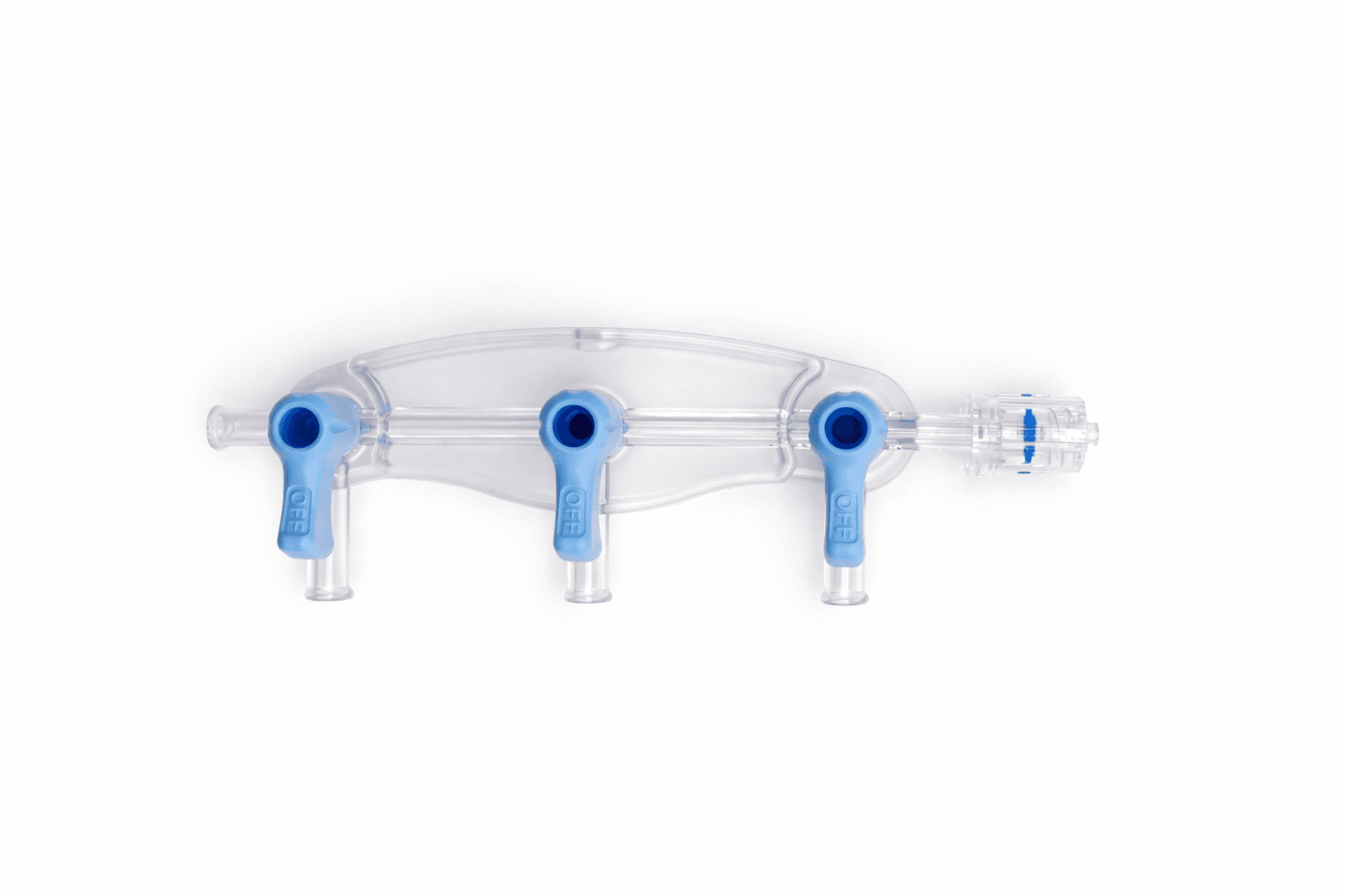 Mednet 3-gang high pressure manifold up to 1.200 psi for complex angiographic procedures