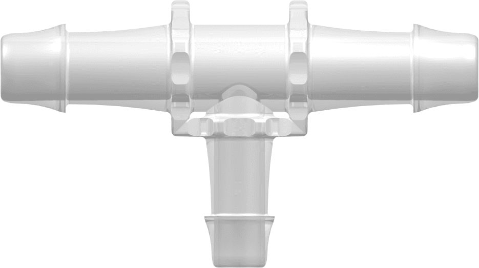 T-Reducer, 500 Series Barb 12,7mm (1/2") ID to 500 Series Barb 9,5mm (3/8") ID, PP (Polypropylene) - Animal Free Natural