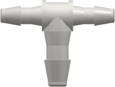 T-Reducer, 200 Series Barb 2,4mm (3/32") ID to 200 Series Barb 3,2mm (1/8") ID, PA (Polyamide) White