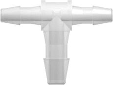 T-Reducer, 200 Series Barb 2,4mm (3/32") ID to 200 Series Barb 3,2mm (1/8") ID, PP (Polypropylene) - Animal Free Natural