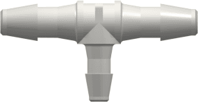 T-Reducer, 200 Series Barb 3,2mm (1/8") ID to 200 Series Barb 2,4mm (3/32") ID, PA (Polyamide) White
