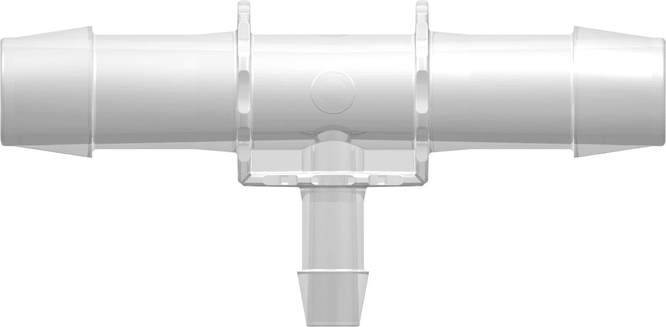 T-Reduzierstück, 600 Series Schlauchtülle 19,0mm (3/4") ID zu 600 Series Schlauchtülle 9,5mm (3/8") ID, PP (Polypropylene) - Tierfrei Natur