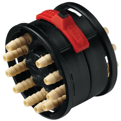 Straight, Thumb Latch - 10-Tube System Set (Male + Female) to Tube Fitment 3,2mm (1/8") ID, PP (Polypropylene) Black, Plastic Latch