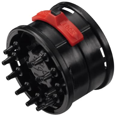 Straight, Thumb Latch - 10-Tube System Set (Male + Female) to Tube Fitment 3,0mm (.118") ID, Acetal Black, Plastic Latch