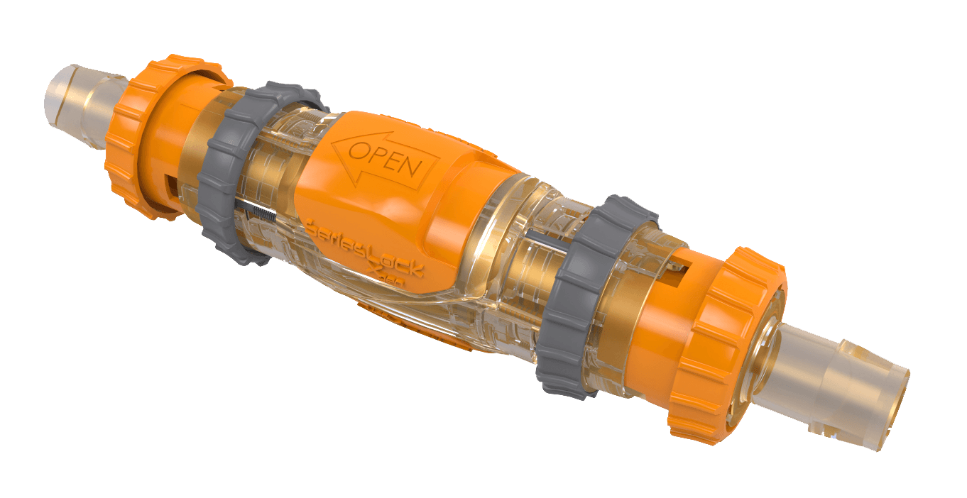 Xgen, Valved Genderless, Polysulfone, Silicone O-Ring, SS Spring - 3/8” Barb