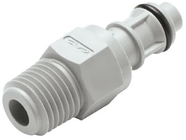 Straight, Thumb Latch - EFC Series Male to NPT 1/4", PP (Polypropylene) Grey, 9/32" Flow