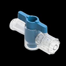 1-Way Stopcock, 29psi, Luer Female to Luer Male - Lock, 2-Arm Low Profile, Blue PC (Polycarbonate) Clear, w/o Caps