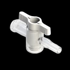 1-Way Stopcock, 43psi (3 bar), Luer Female to Luer Male - Slip, 2-Arm Low Profile, White PC (Polycarbonate) Clear, w/o Caps